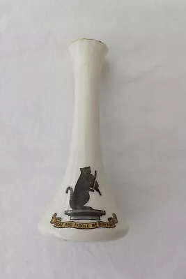 Buy W.H.GOSS CRESTED CHINA VASE CAT AND FIDDLE Nr.BUXTON 12CMS HIGH C72 • 4.99£
