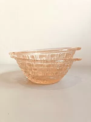 Buy Vintage Pale Pink Glass Bowl Set With Basket Weave Pattern C. 1940s - 1950s, X2 • 20£