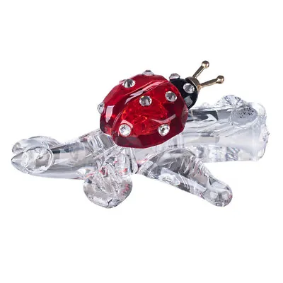 Buy Crystal Red Ladybugs On Branch Figurine Collectible Glass Animal Ornament Gift • 8.39£