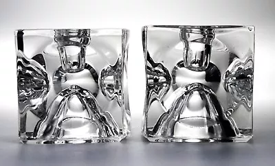 Buy 2 1960s MCM Rudolf Jurnikl- Rudolfova Optic Glass Candle Holders  13216/70x70 • 29.95£