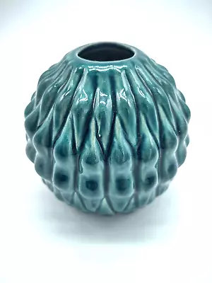 Buy Bloomingville Ceramic Teal/Blue Vase Stout Bulbous MCM Style Coastal Modern 5  • 16.55£