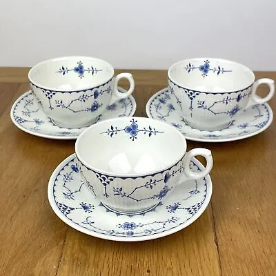 Buy 3 X Vintage Furnivals Blue Denmark Tea Cups & Saucers • 18.95£
