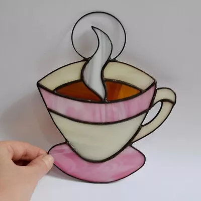 Buy Stained Glass Coffee Cup Suncatcher For Kitchen Decor - Espresso Window Panel • 37.95£