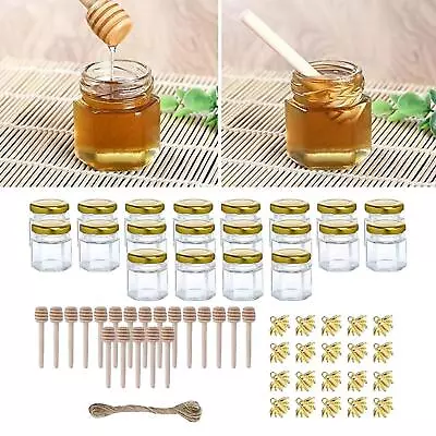 Buy 20x Small Glass Jars Clear Hexagon Jars For Candle Making Party Favors • 42.52£