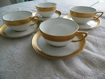 Buy Pickard Detailed 22k Gold Painted Bavarian China- Set Of 4 Cups & Saucers • 46.12£