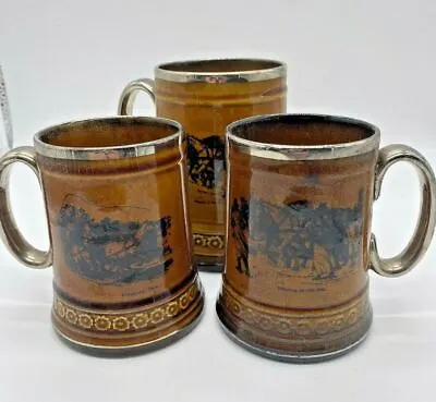 Buy Set Of Three Antique 'Coaching Days & Coaching Ways' Brown Ceramic Tankard Mugs • 40.49£