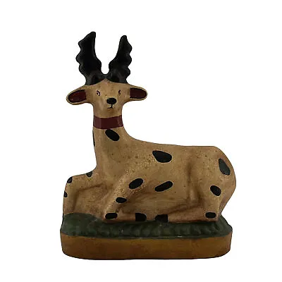 Buy Vintage Folk Art Deer Lying Springfield Pottery Works Redware Ceramic 7.5”x6” • 37.92£