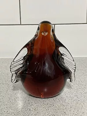Buy HEAVY BROWN & CLEAR WEDGWOOD GLASS 13.25cm HIGH PENGUIN BIRD PAPERWEIGHT ENGLAND • 19.99£