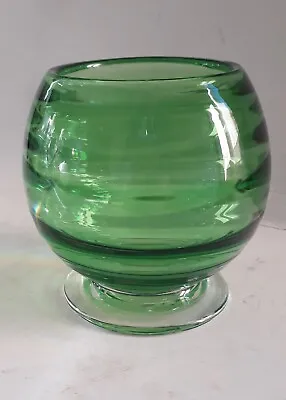 Buy  Stevens & Williams ART DECO Glass Flower Bowl Green Rib Vase  • 25£