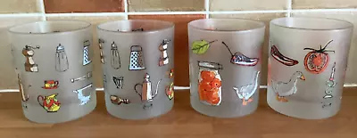 Buy Dartington Tumbler Glasses Frosted Glass X4 Cookery Themed • 12.95£