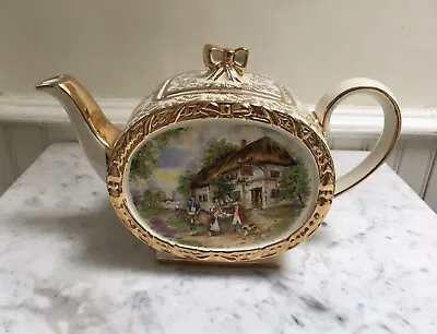 Buy Vintage Sadler Teapot Oval Barrel Shaped Country Scene • 17.50£