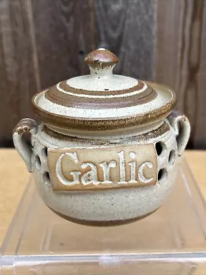 Buy Vintage Studio Pottery. Garlic Stoneware Lidded Pot Rustic Storage Jar In VGC • 14.99£