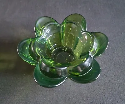Buy Olive Green Glass T Light Flower Candle Holder • 3.95£