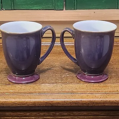 Buy Denby England Art Pottery Langley Storm Stoneware Plum Footed Coffee Mug Set 2 • 38£