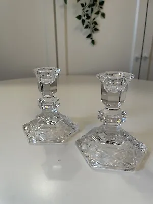 Buy 2 X Vintage Lead Crystal Glass Stepped Candle Stick Holders Pair • 17.98£