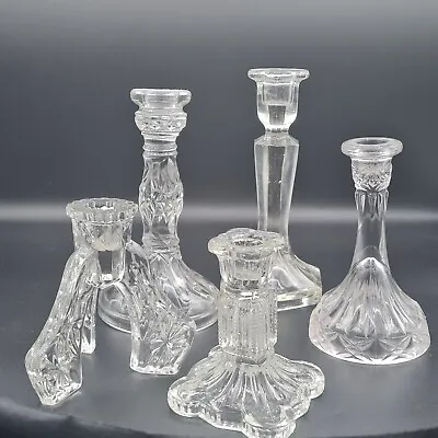 Buy Vintage Glass Candlestick Collection X 5 Boho Maximalist Retro • 17.99£