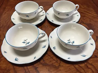 Buy Theodore Haviland New York Birchmere Set 4 CUPS & SAUCERS Scalloped Blue Ivory • 30.83£