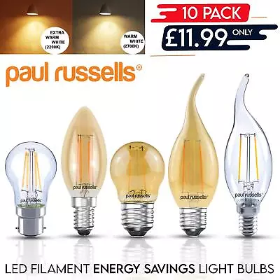 Buy 10 X Vintage Filament LED Edison Bulbs E14 E27 B22 Decorative Industrial Lights • 11.99£