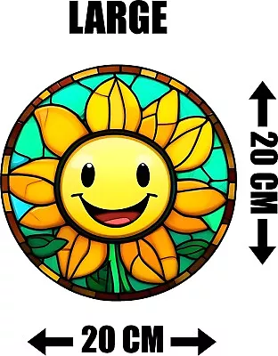 Buy Decorative Sunflower Stained Glass Effect Static Cling Window Sticker Colourful  • 9.99£