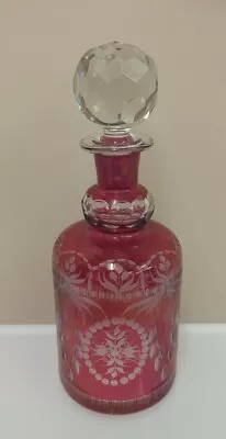 Buy Vintage Possibly Czech Bohemia Red / Cranberry Glass Decanter See Description • 9.99£