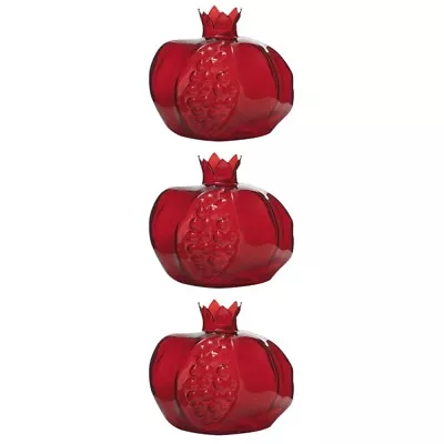 Buy  3 PCS Pomegranate Glass Vase Table Artificial Flower Glassware Ornaments • 47.99£