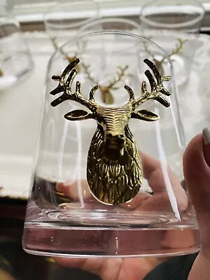 Buy Gold Stag Whiskey Bourbon Glass Lodge Man Cave Hunting Deer Barware-6 • 61.24£