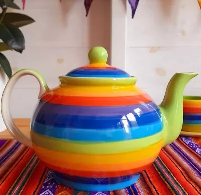 Buy Rainbow Teapot | Rainbow Teapot  4 Cup  | Large Ceramic Hand Painted Rainbow Tea • 22.50£