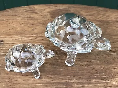 Buy Vintage Cristal D'Arques Large And Small Tortoise Ornaments Paperweights -1980's • 29.99£
