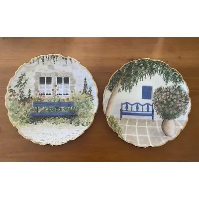 Buy (2) Royal Vale 8.5” Decorative Plates Garden Benches Bone China Made In England • 14.46£