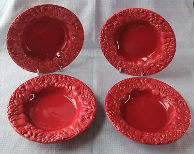 Buy Zrike Everyday Embossed Bountiful Red Soup Bowls Jane Adams Embossed Fruit X 4 • 20£