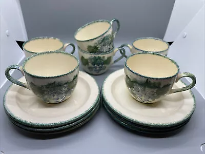 Buy Poole Pottery England Vineyard Set Of 6 Cups And 6 Saucers Nice! • 43.61£