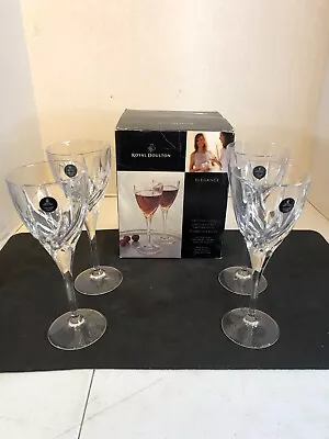 Buy Royal Doulton 4 Red Wine Glasses 24% Lead Crystal NIB • 41.58£
