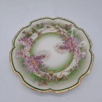 Buy Vintage Limoges France Hand Painted Floral Plate Chrysanthemum Gilded • 57.62£