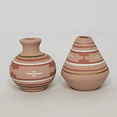 Buy Pair Of Native American Pottery Hand Painted Mini Clay Pots 2  • 38.51£