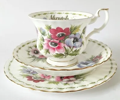 Buy Royal Albert Flower Of The Month March Cup Saucer Plate - Trio • 52£