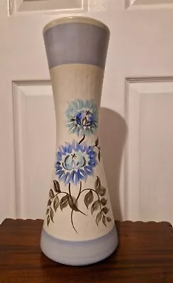 Buy Vintage Tall Slim Radford Handpainted Blue Floral Vase • 36£