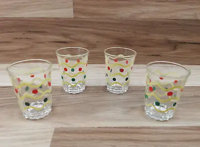 Buy 4 X  Vintage French Glass Shot Glasses / Liqueur / Sherry Glass - Multicoloured • 7.99£