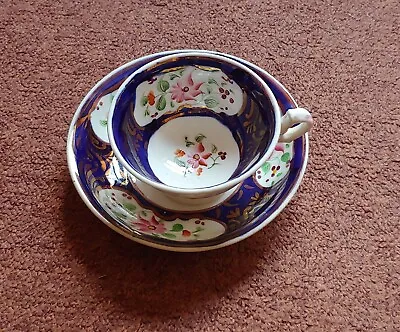 Buy Mid 19th Century 'Gaudy Welsh' Lustre Tea Cup & Saucer Columbine Pattern • 6£