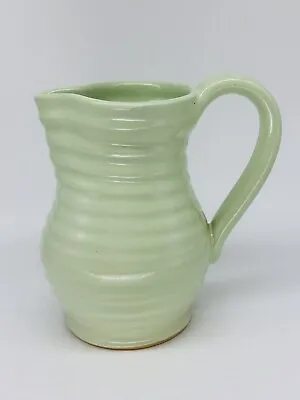 Buy Vintage Bourne Denby Green Ribbed Stoneware Art Deco Medium Jug Vase. C1950’s. • 8.40£