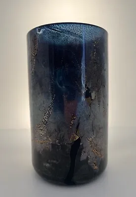 Buy Isle Of Wight Studio Glass Flame Pontil Blue Azurene Glass Vase • 27.50£