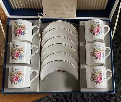 Buy Royal Worcester Fine Bone China Coffee Cups & Saucers Boxed Flower Design • 0.99£