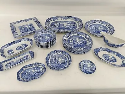 Buy Spode Blue Italian China Set Vintage 26 Piece White/Blue Made In England • 113£