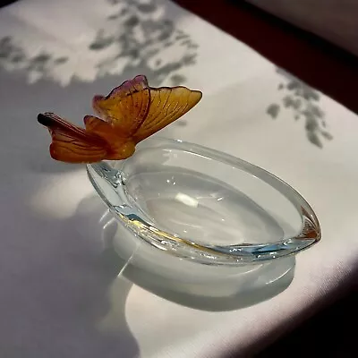 Buy Daum Crystal Pate De Verre BOITE PAPILLON Dish Bowl Tray Glass Signed • 259.70£