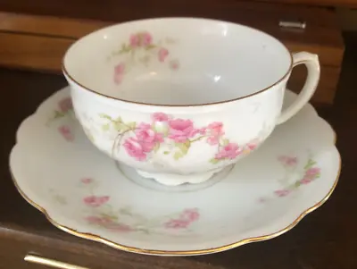 Buy MZ Moritz Zdekauer Tea Cup & Saucer - 1880s Bavarian China - Bridal Rose • 23.97£