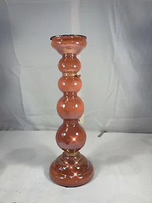 Buy Candle Holder Glass Large  Iridescent 15 In Gift Gorgeous Unique Color Bubble • 18.99£