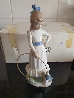 Buy Lladro Nao Girl Dog Playing With Hoop My Dog Does Tricks 0379 • 28£
