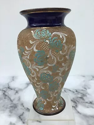 Buy Antique Royal Doulton Slaters Lambeth Stoneware Vase Blue Floral Design • 34.99£