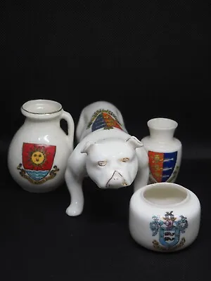 Buy Vintage Crestware Armorial China Vases Pot Bull Dog Imperfect Coat Of Arms • 6£