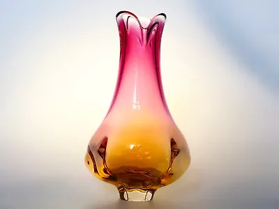 Buy Vtg Bohemian Art Glass Vase Thick Pink Czechoslovakia Hospodka 60s • 144.77£
