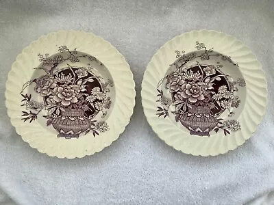 Buy Pair Of Newport Pottery Clarice Cliff Purple Transferware Ophelia Pattern Dishes • 49.99£